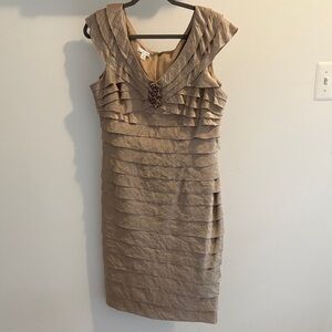 London Times Layered Tan Dress